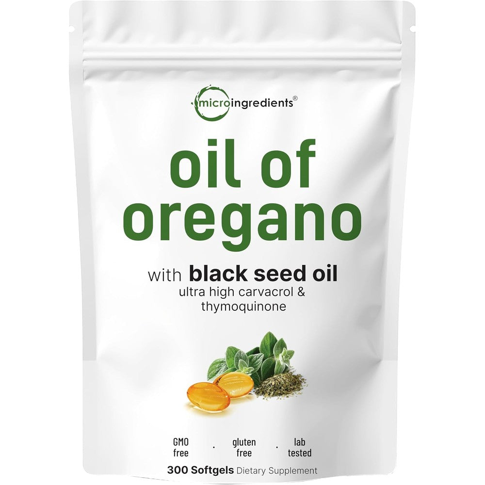 Micro Ingredients Oil Of Oregano With Black Seed Oil front view bottle