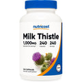 Nutricost Milk Thistle Extract bottle front view showcasing brand and capsule count.