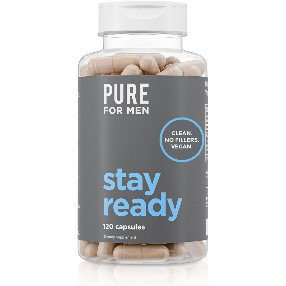 Pure For Men Stay Ready Fiber Supplement 120 Vegan Capsules front bottle view