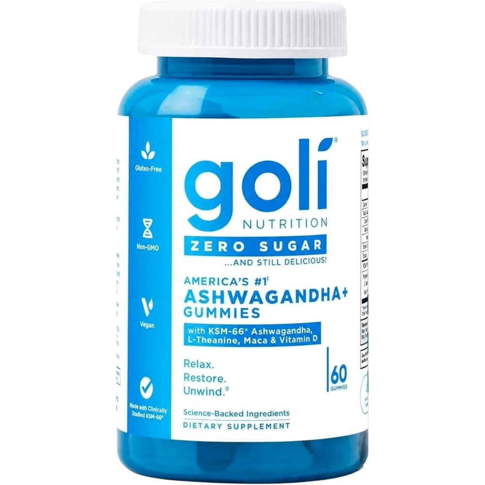 Goli Zero Sugar Ashwagandha gummies bottle front view