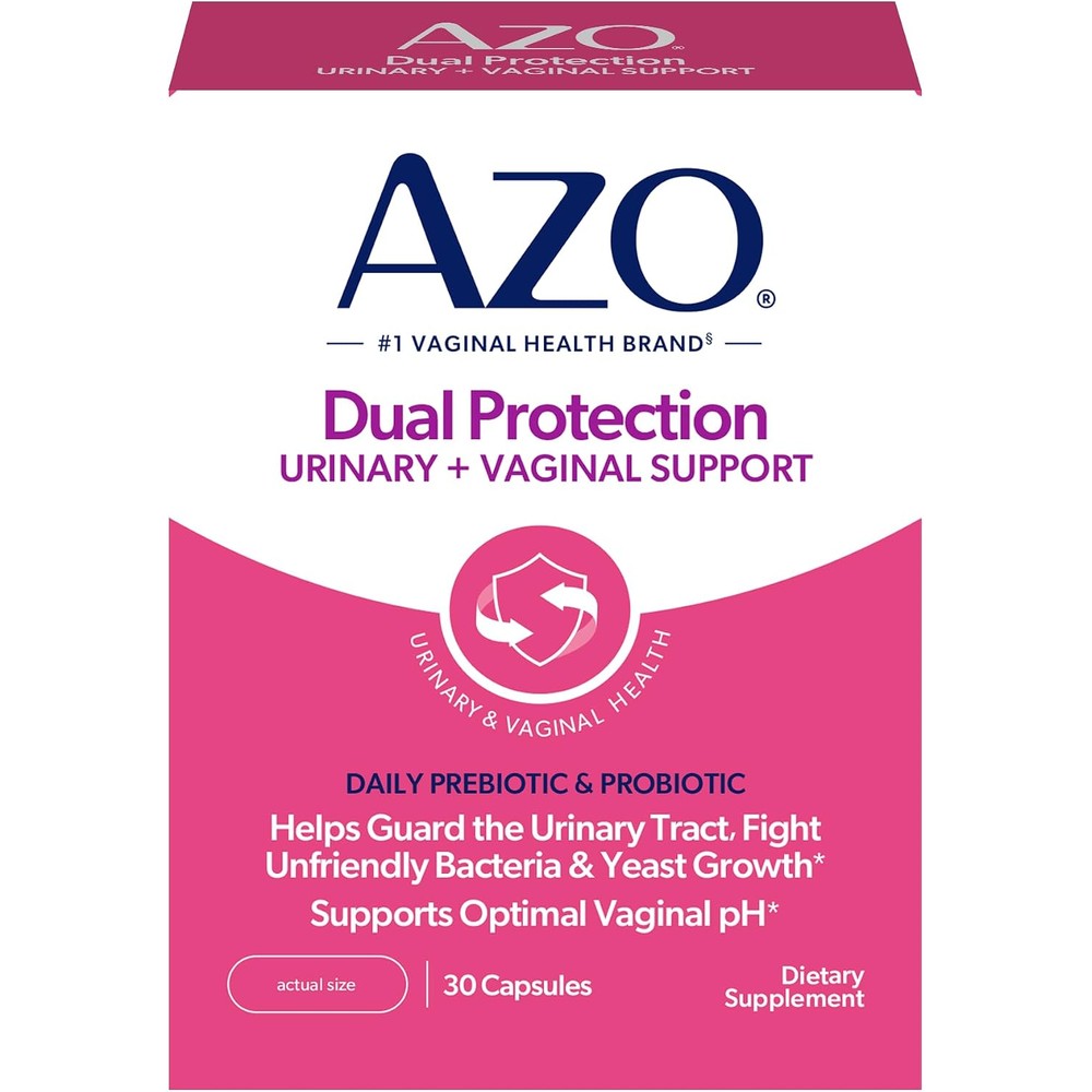 AZO Dual Protection Urinary and Vaginal front view supplement bottle