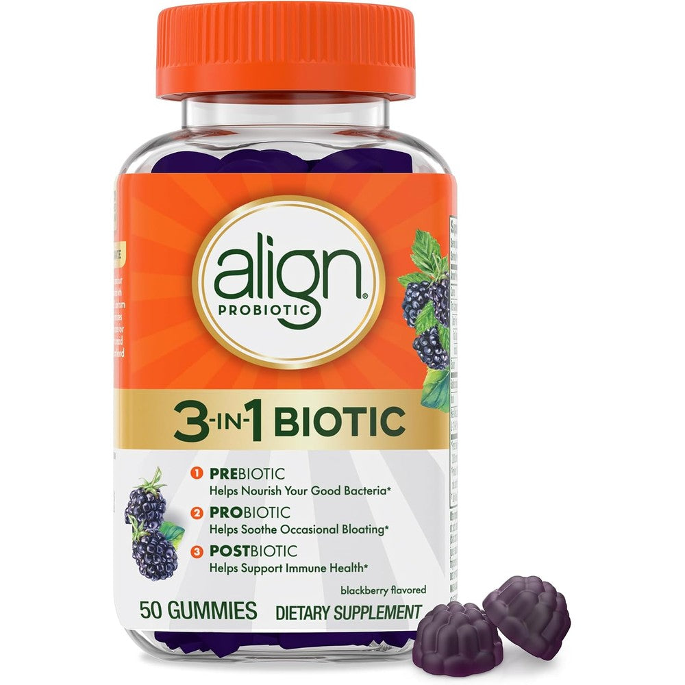 Align Probiotic 3-In-1 Biotic Gummies front bottle view