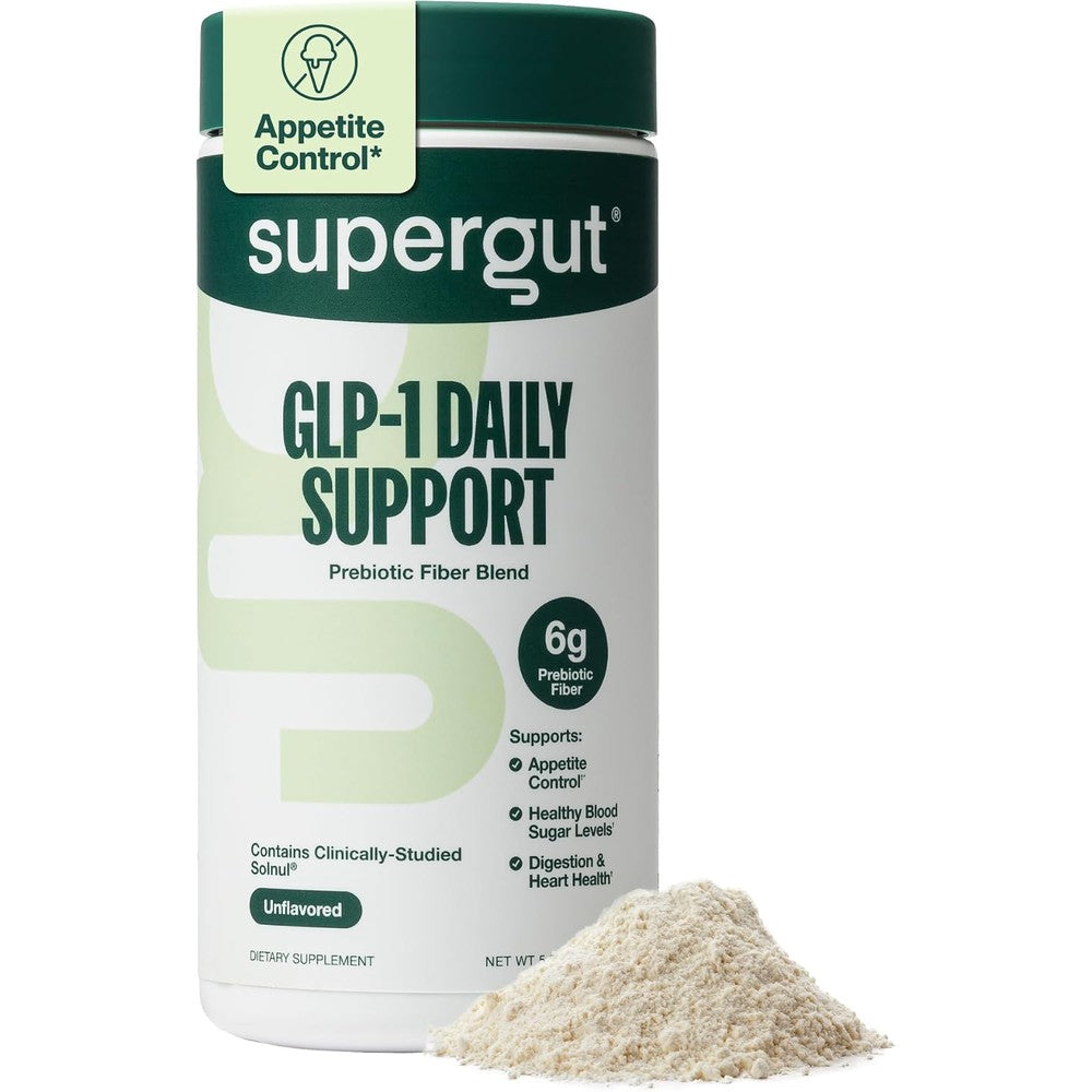 Supergut GLP1 Daily Support High Fiber Supplement Powder front canister view