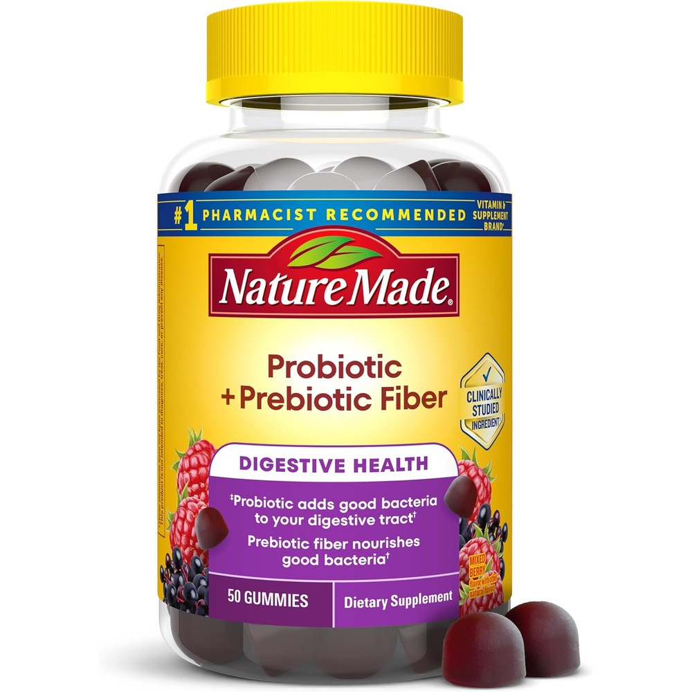 Nature Made Probiotic Prebiotic Fiber Gummies front view