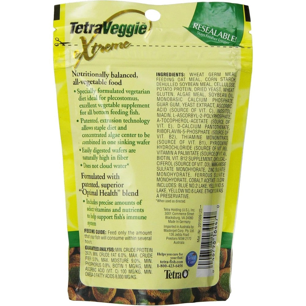 Tetra TetraVeggie 2-Color Algae Wafers Nutritionally Balanced Vegetarian Fish Food For Herbivore Bottom Feeders 2.12 Ounce