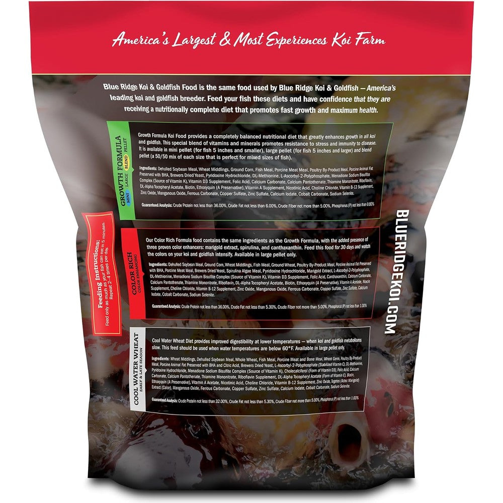 Blue Ridge Fish Hatchery Koi And Goldfish Growth Formula Food 5 Pound Large 3/16 Inch Floating Pellets