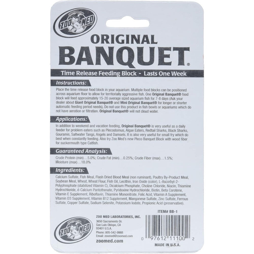Zoo Med Original Banquet Time Release Feeding Block With High Protein Micro Pellets 0.45 Ounce