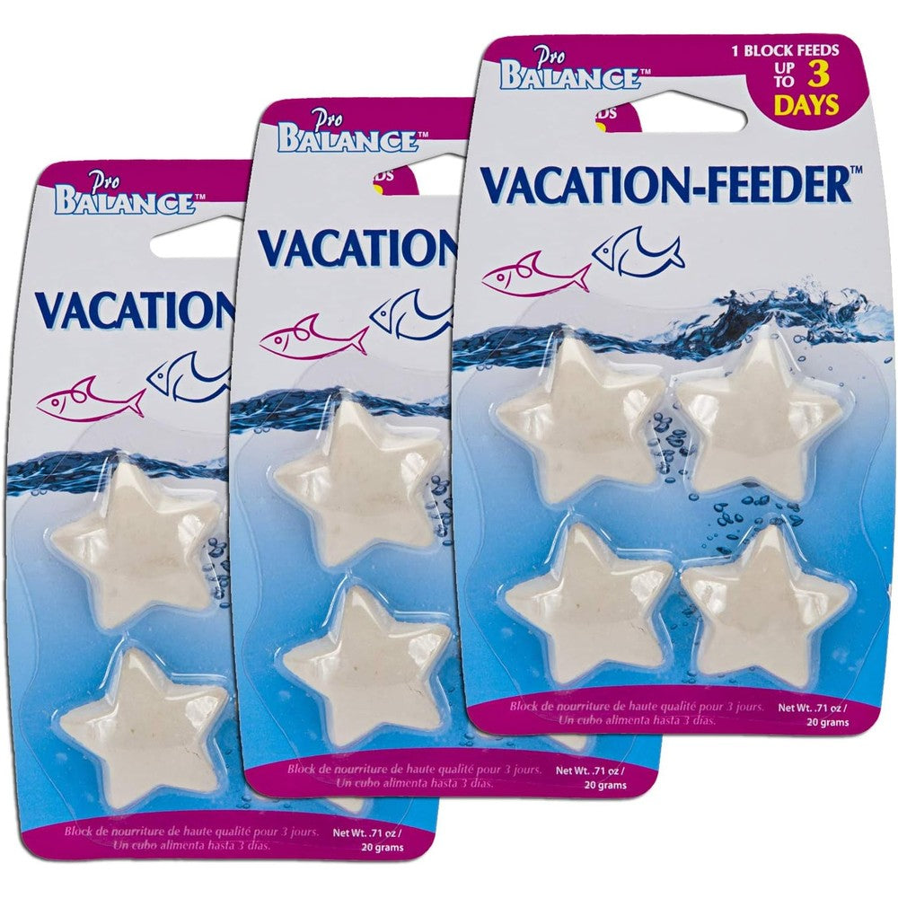 Penn-Plax Pro Balance Vacation Fish Feeder Slow Release Food Blocks Starfish Shape For Fresh And Saltwater Aquariums Twelve Count Three Packages
