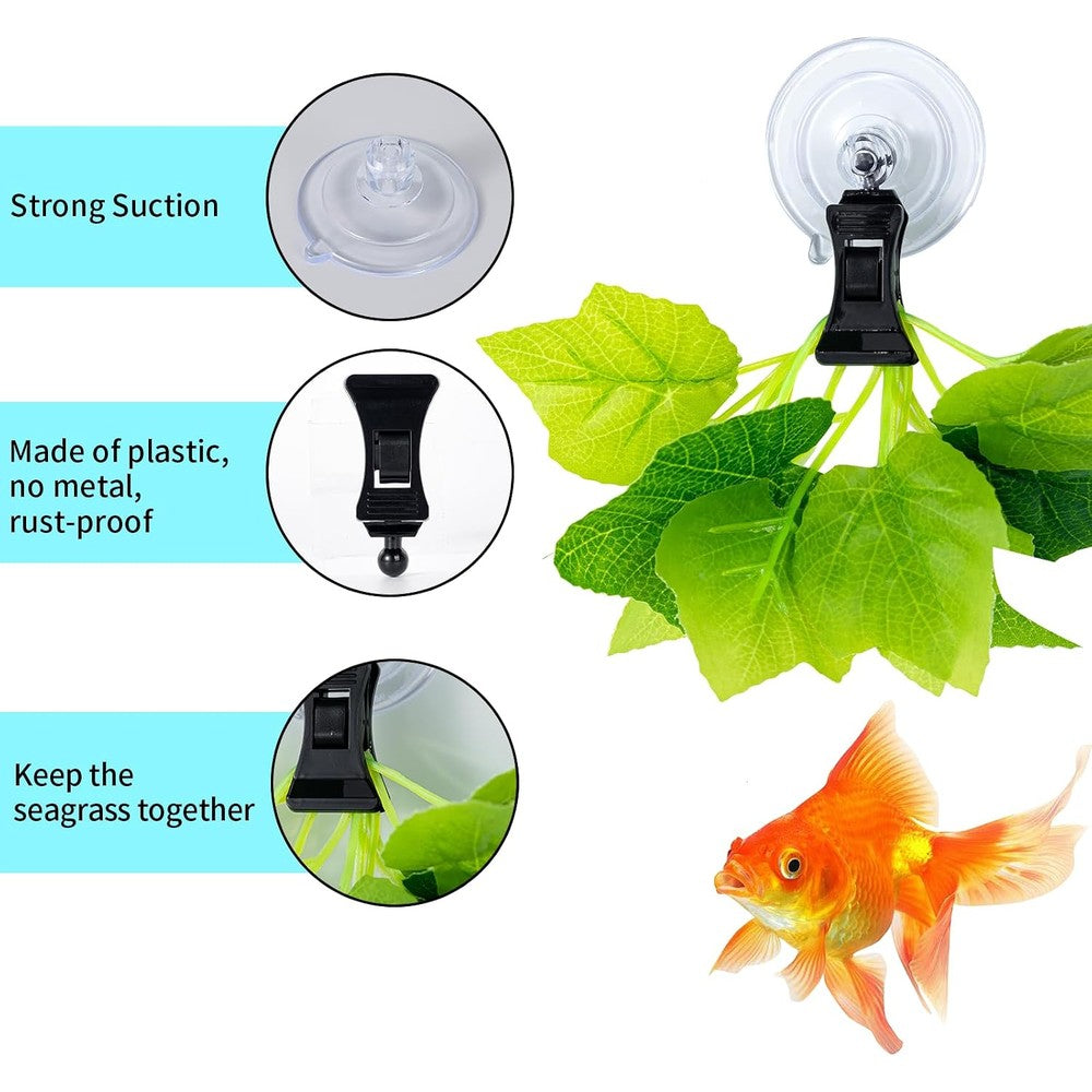 SLSON Aquarium Veggie Seaweed Plant Suction Cup Clip Feeding Tool Feed Holder Aquarium Accessories For Fish Tank Fish Feeder Clips Six Pack Black