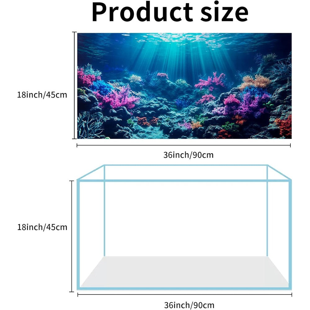 COMSUN 3 Pack Aquarium Background 36x18 Inches Polyester Durable Cloth Fish Tank Background Undersea Corals Sunshines And Rock Aquatic Plants