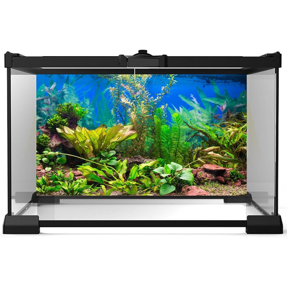 Riivvdise Aquarium Background Underwater Grass Plants Backdrop Vivid Green Aquatic Plants Stone River Bed Fish Tank Vinyl Poster 24 Inches By 16 In...