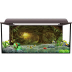 AWERT Psychedelic Forest Terrarium Background Dim Old Trees Woodland Reptile Habitat And Green Rainforest Aquarium Backdrop Vinyl 24x16 Inches