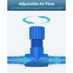 Pawfly Aquarium Air Control Valves For 3/16 Inch ID Airline Tubing Single Way Plastic Air Flow Regulators Blue Hose Connectors 10 Pack