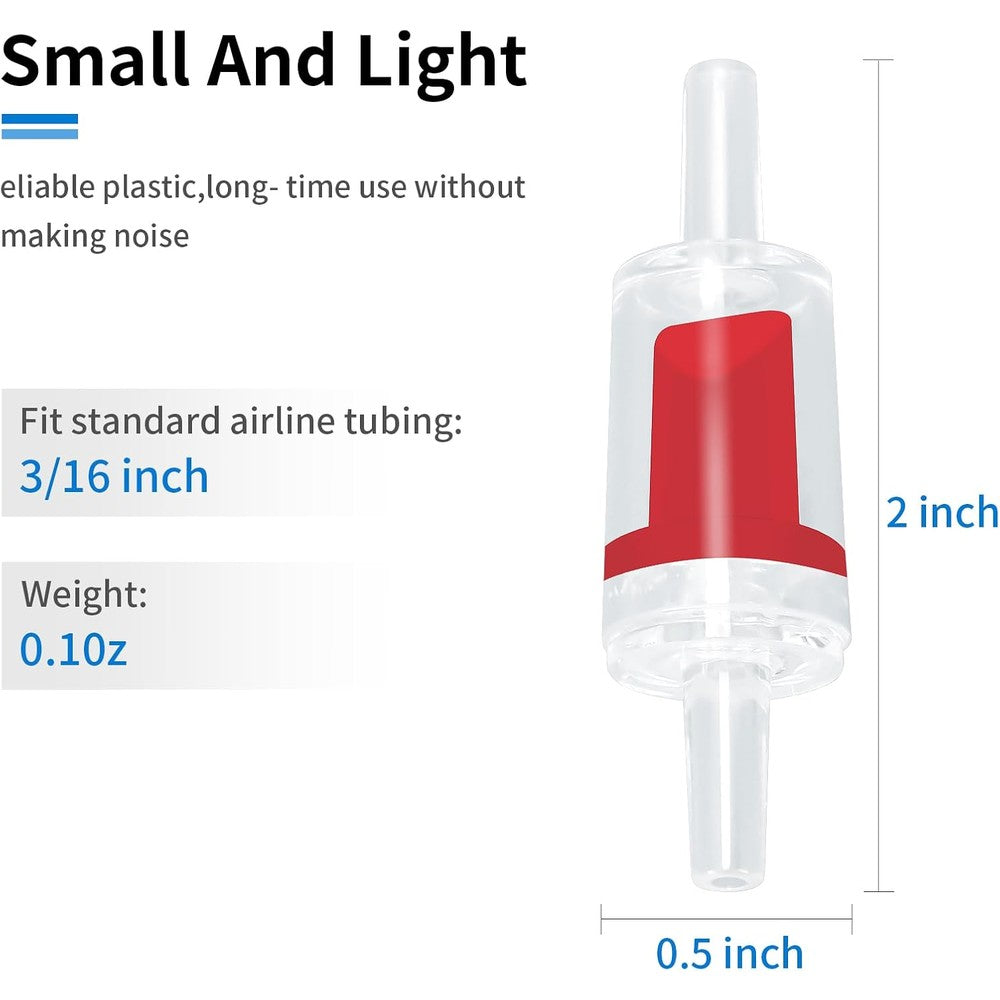 Aquaneat Aquarium Check Valve One Way Non Return Valve For Fish Tank Air Pump Fits 3/16 Inch Airline Tubing Red Pack Of 10 Pieces