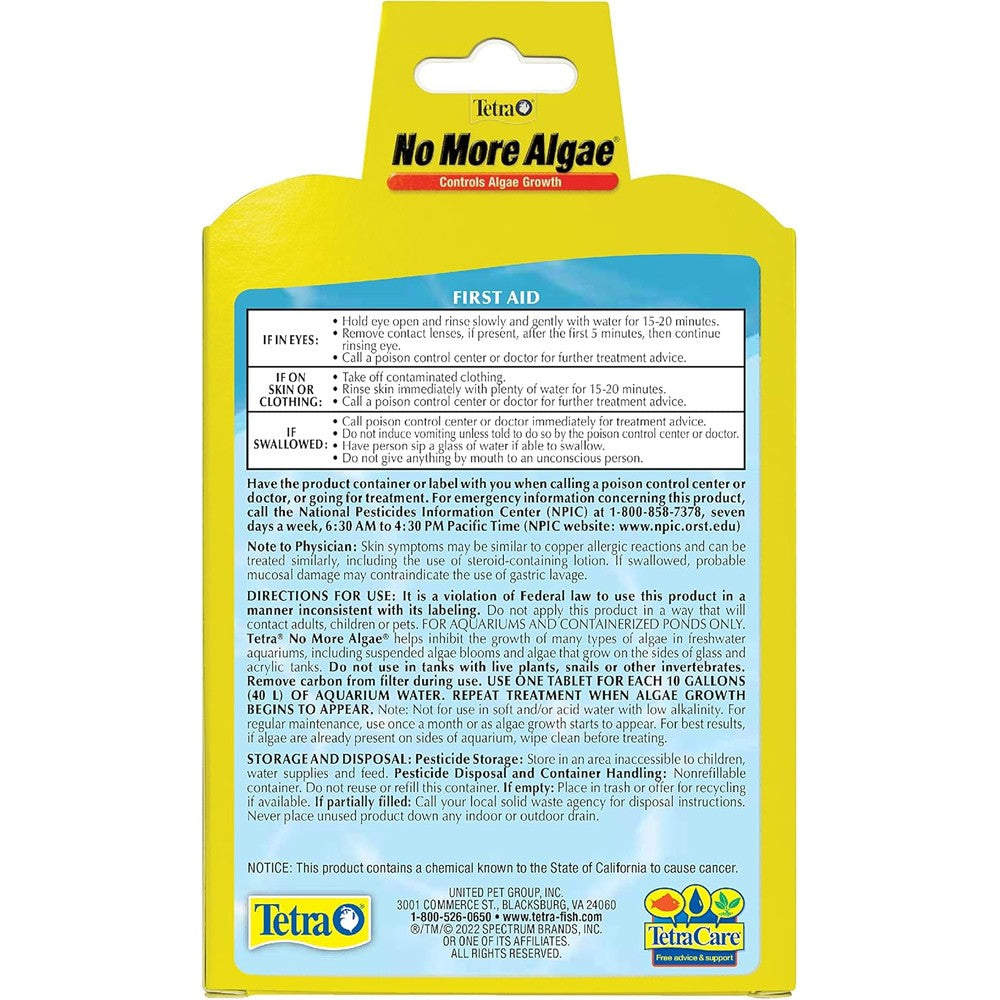 Tetra No More Algae Tablets Freshwater Aquarium Water Treatment For Algae Control 8 Count