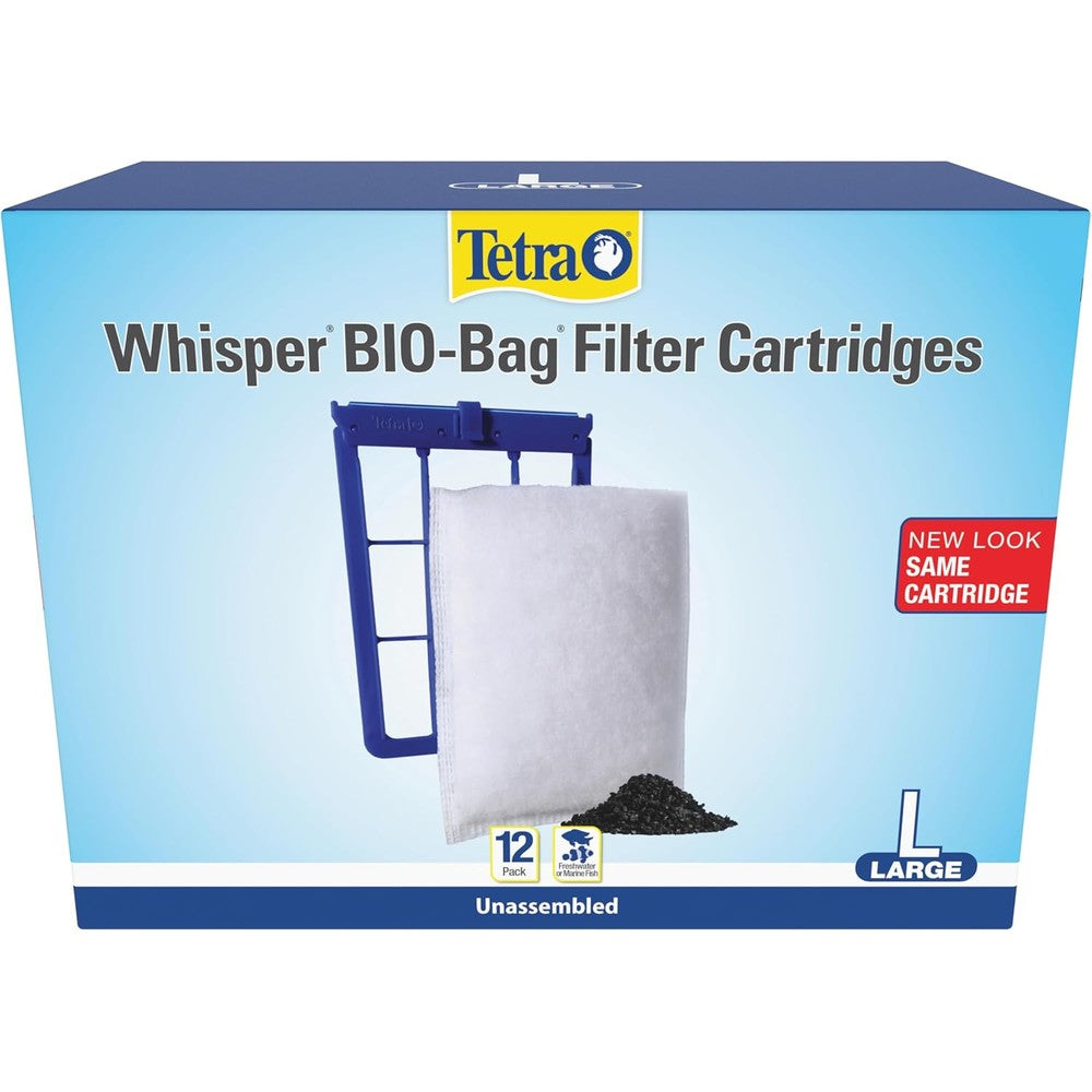 Tetra Whisper Bio-Bag Large Aquarium Filter Cartridges Unassembled Replacement Carbon Filters For Fish Tanks 12 Count Pack