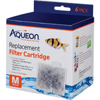 Aqueon Replacement Filter Cartridges Medium Size Six Pack Dual Sided Dense Floss With Activated Carbon For Aquarium QuietFlow Power Filters