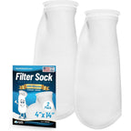 Aquatic Experts Felt Filter Socks 200 Micron Long Aquarium Sump Filter Bags 4 Inch Ring By 14 Inch Long 2 Pack