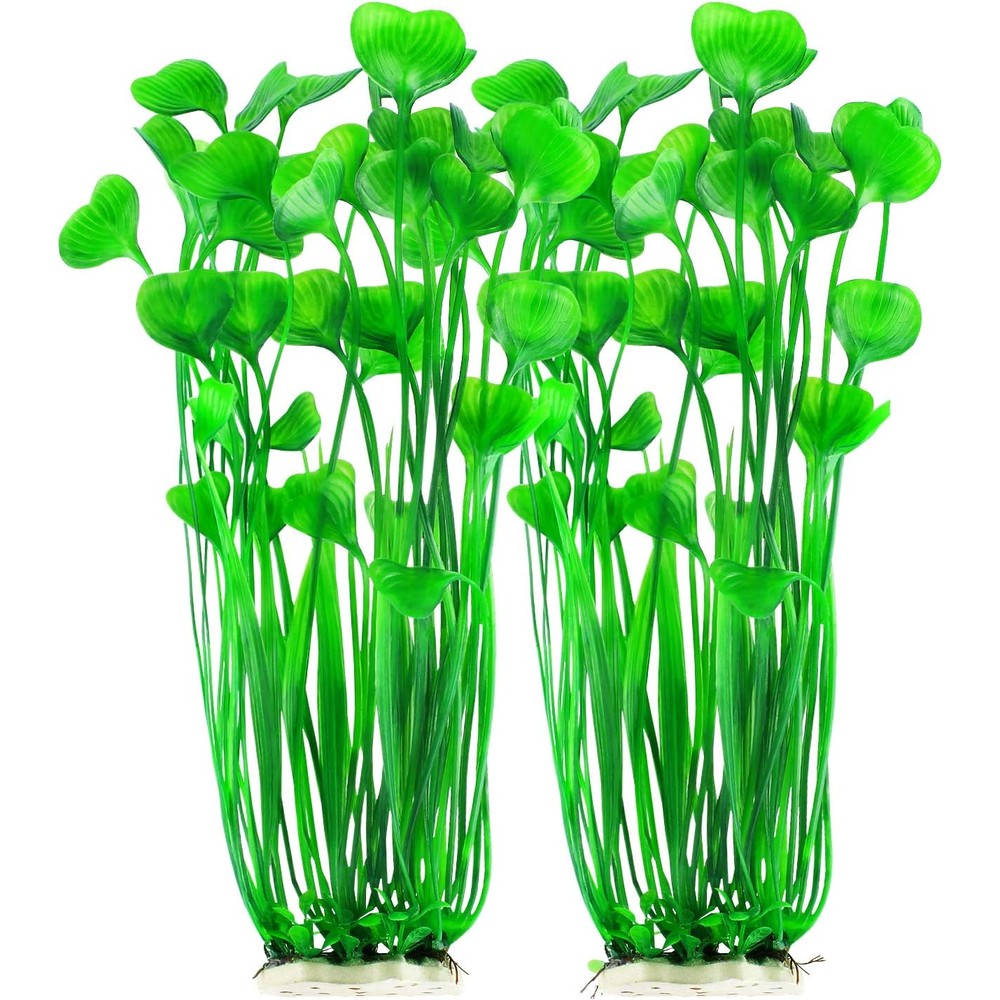 MyLifeUNIT Plastic Fish Tank Plants Artificial Tall Aquarium Plants For Fish Tank Decoration Green Pack Of Two 15.75 Inches
