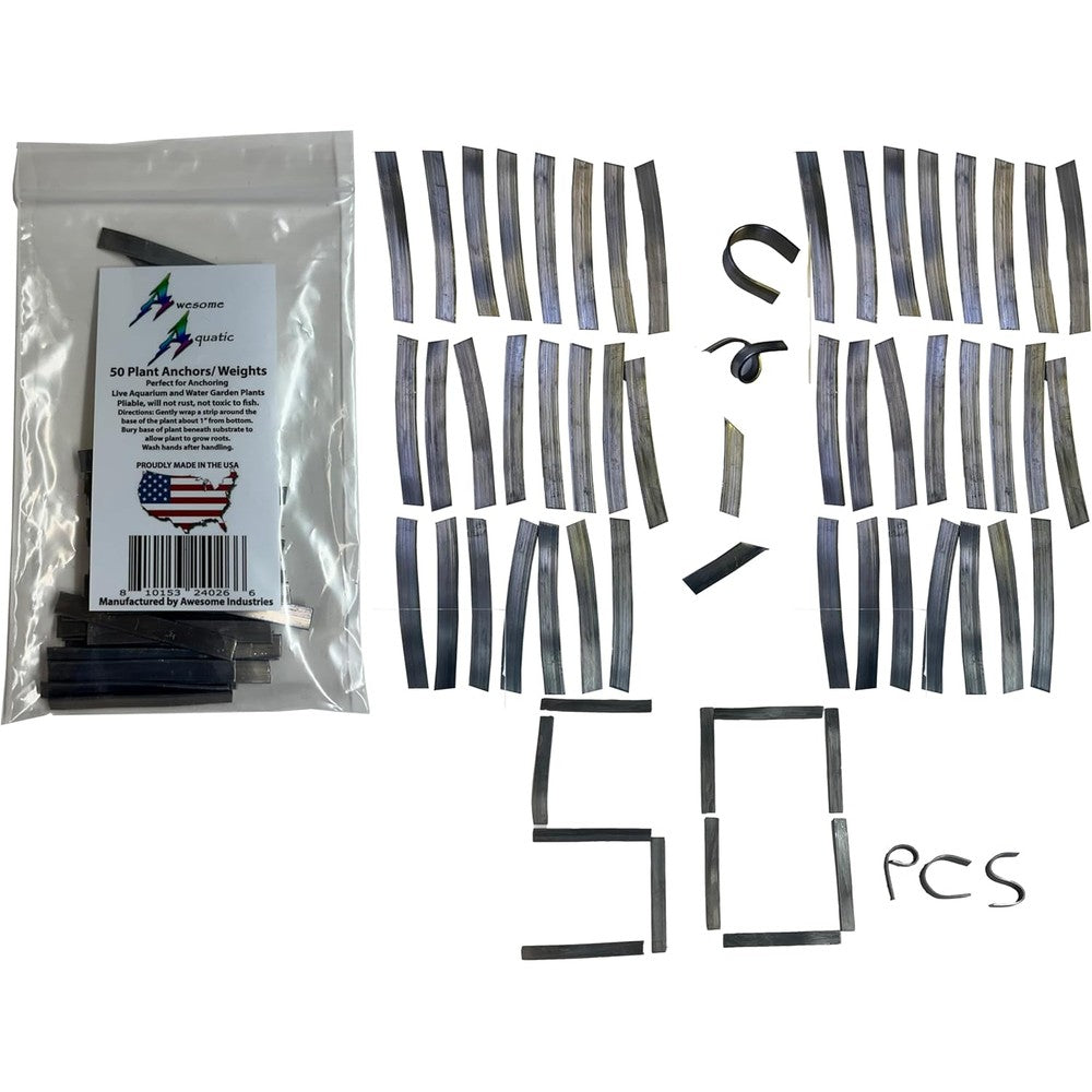 Awesome Aquatic Aquarium Plant Weights And Anchors Flexible Lead Ribbon Strips For Live Aquatic Plants And Fish Tank Ornaments 50 Pack Strips