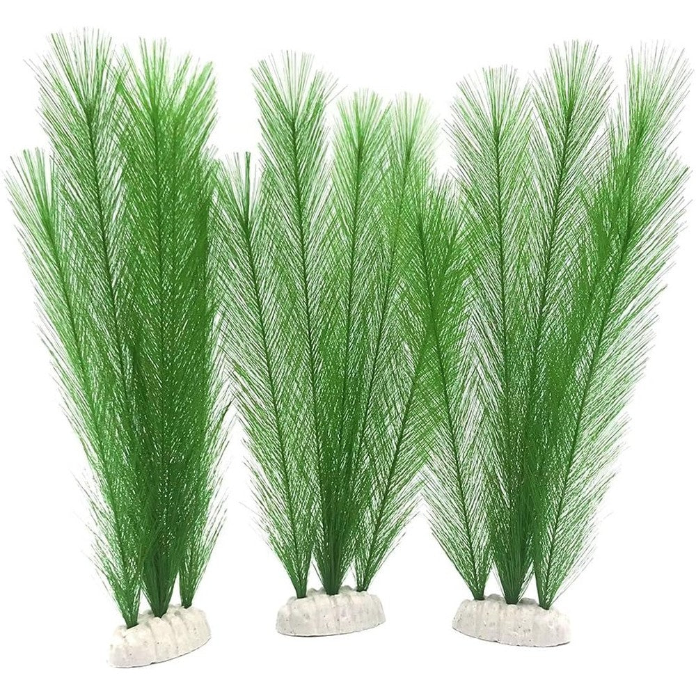 BEGONDIS Aquarium Decorations 3 Piece Artificial Green Water Plants Silk Fabrics And Plastic Non-Toxic Safe For Fish And Pets 11.8 Inches Tall