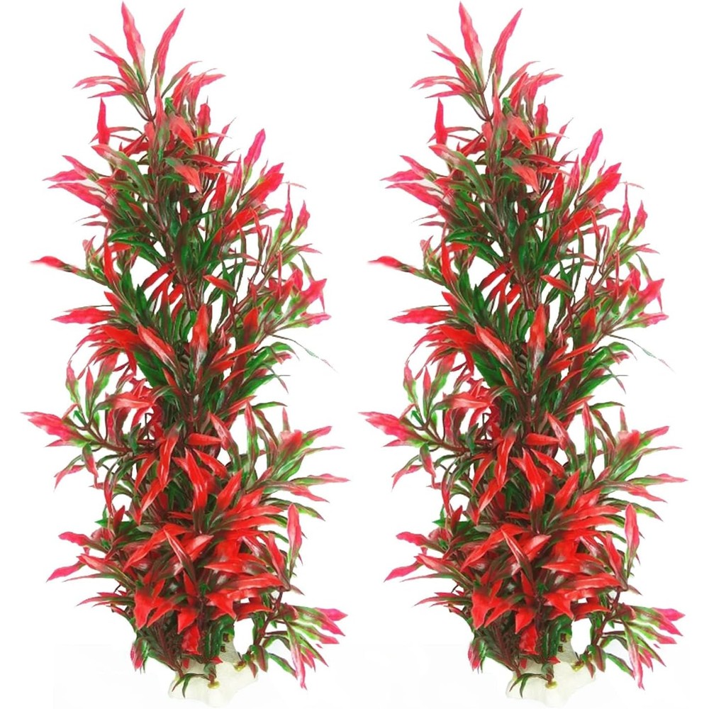 Tfwadmx Large Aquarium Plants Artificial Seaweed Water Plants For Fish Tank Decor Plastic Plants For Betta Shrimp Red Gladiolus 2 Pieces 13 Inch