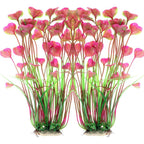 Alegi Large Aquarium Artificial Plastic Plants Fish Tank Decorations Safe For All Fish Heart Shaped Leaves 16 Inch Red 2 Pieces