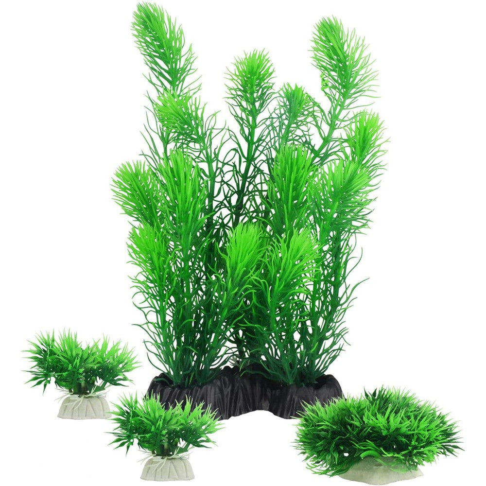 MyLifeUNIT Artificial Aquarium Plants And Decorations For Fish Tank Decor Vibrant Green Plant And Grass Mats Set Pack Of 4