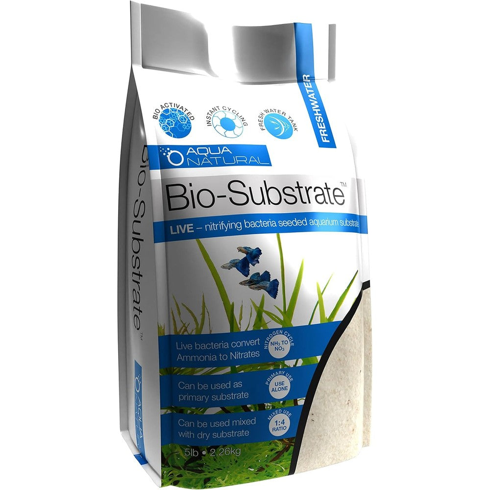Aqua Natural Sugar White Sand Bio Substrate 5 Pound Bag For Freshwater Aquariums With Live Nitrifying Bacteria