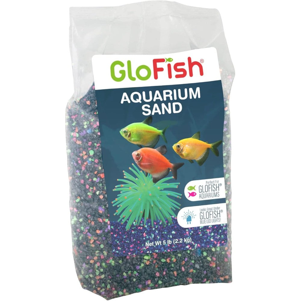 GloFish Aquarium Sand 5 Pounds Black With Fluorescent Highlights For Vibrant Underwater Displays