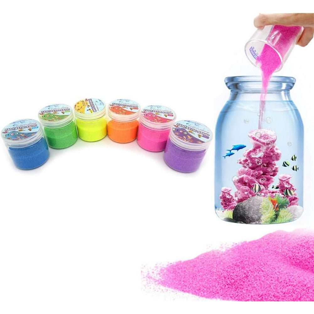 Julan 6 Pack Magic Sand Space And Colored Sand Toys For Kids And Adults Hydrophobic Reusable Science Play Sand Six Colors One Hundred Thirty Gram Jars