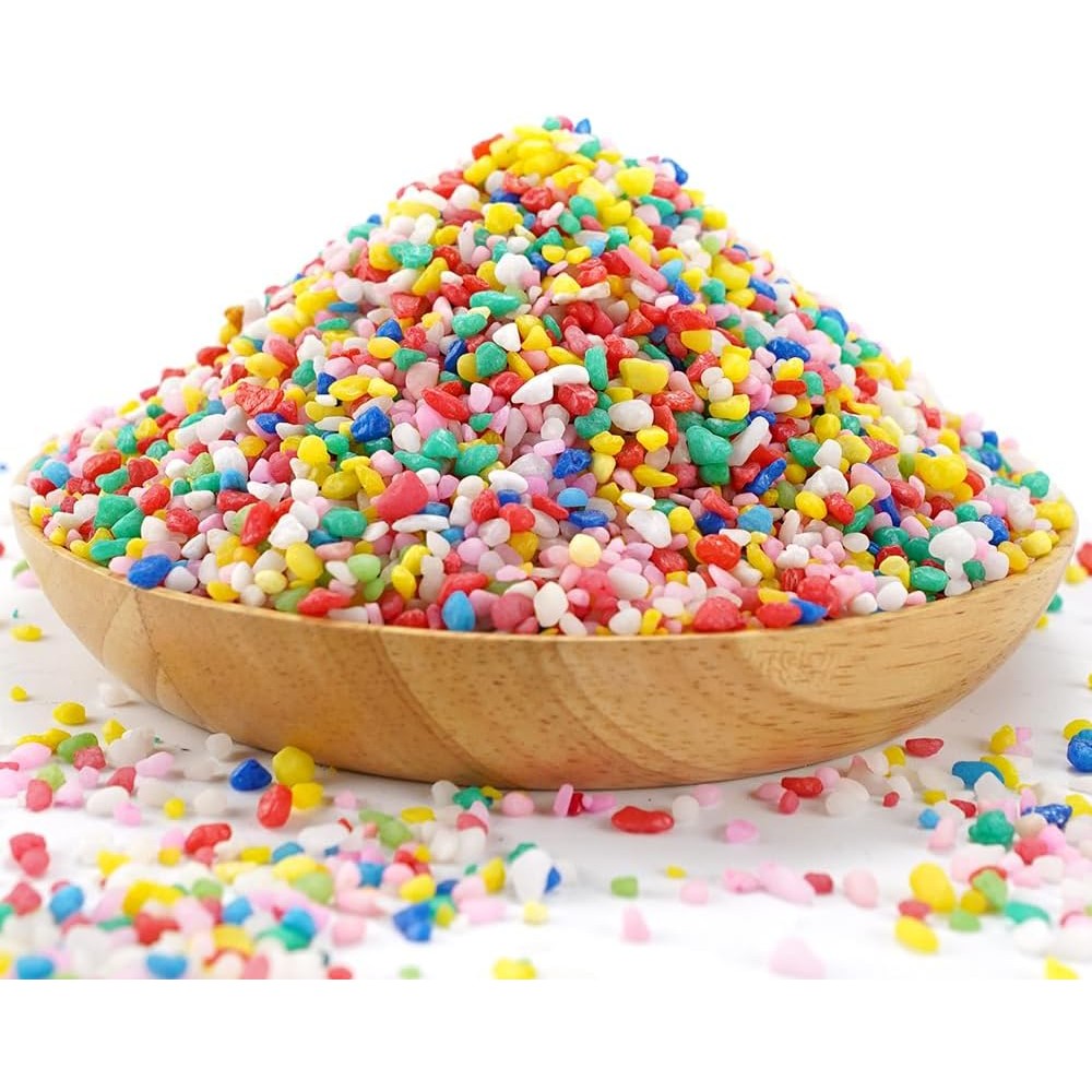Toypopor Mini Rainbow Confetti Gravel Pebbles Colored Stones For Aquarium Succulent Garden Bonsai Landscaping Home Decor 2.2 Pounds