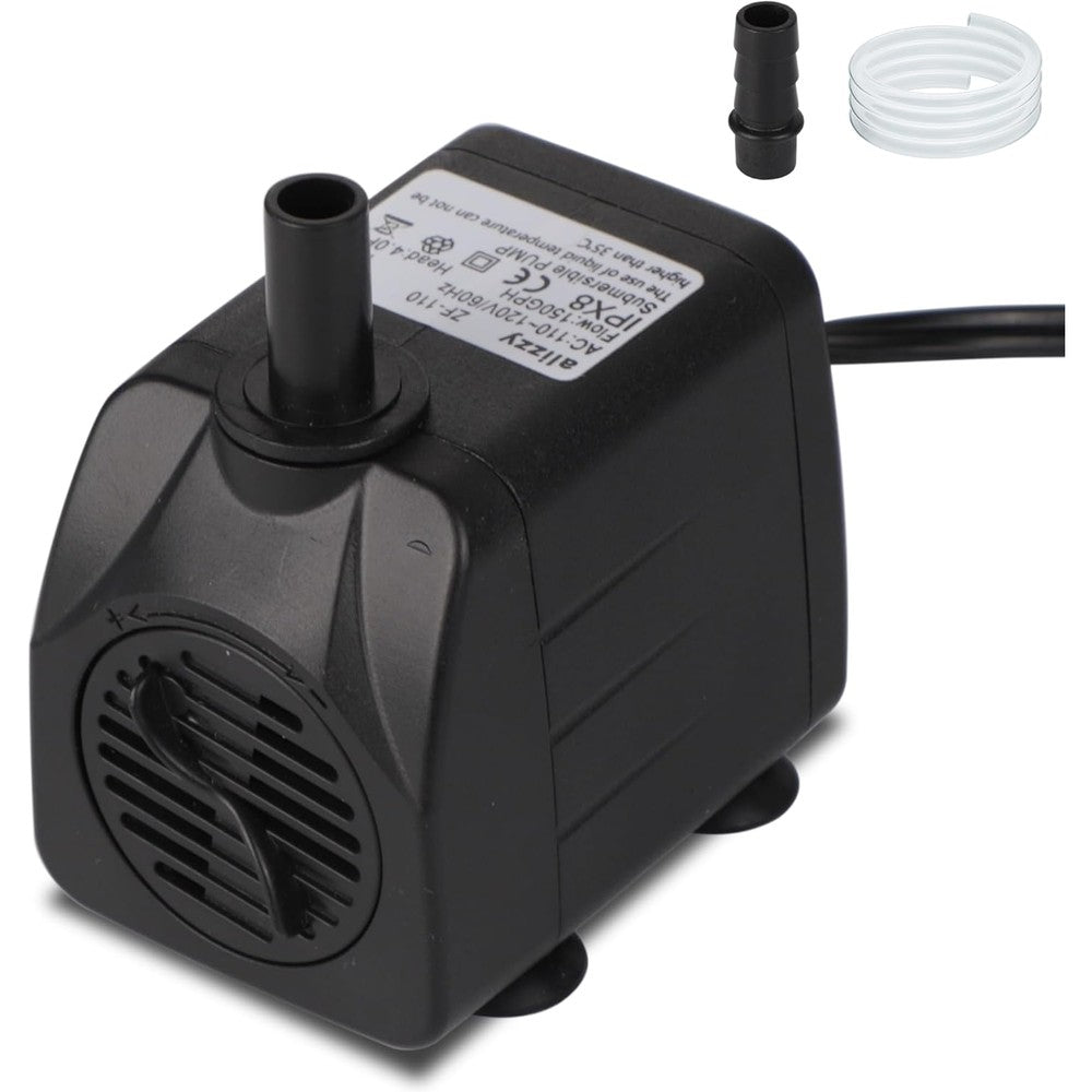 Lyqily Alizzy 150 Gallons Per Hour 10W Small Submersible Water Pump With Tubing For Fountain Aquarium Pond Fish Tank And Hydroponics