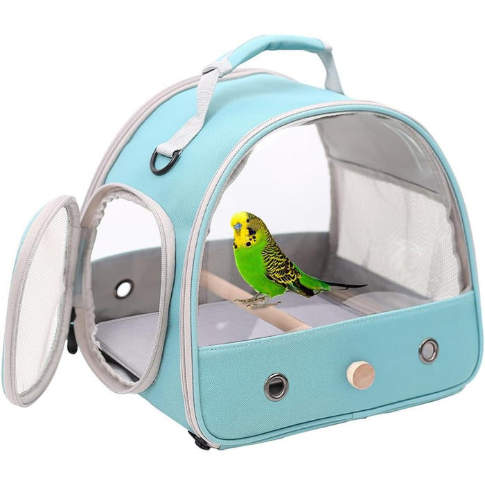 Halinfer portable small bird parrot parakeet carrier front view with clear windows