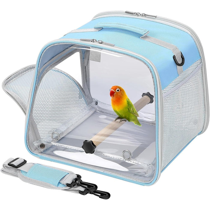 Suertree small bird carrier front view with clear window