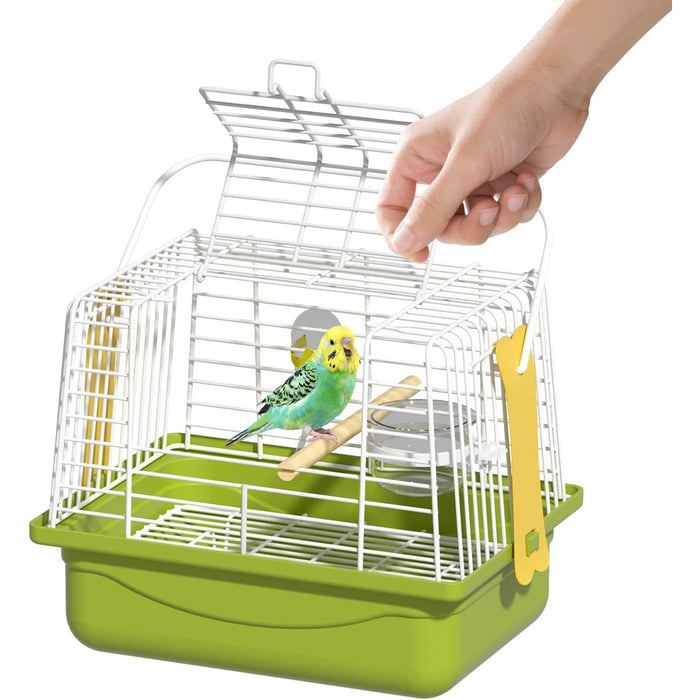 Small Bird Cage,Parakeet Travel Carrier with Handle,Perch,Feeder,Waterer