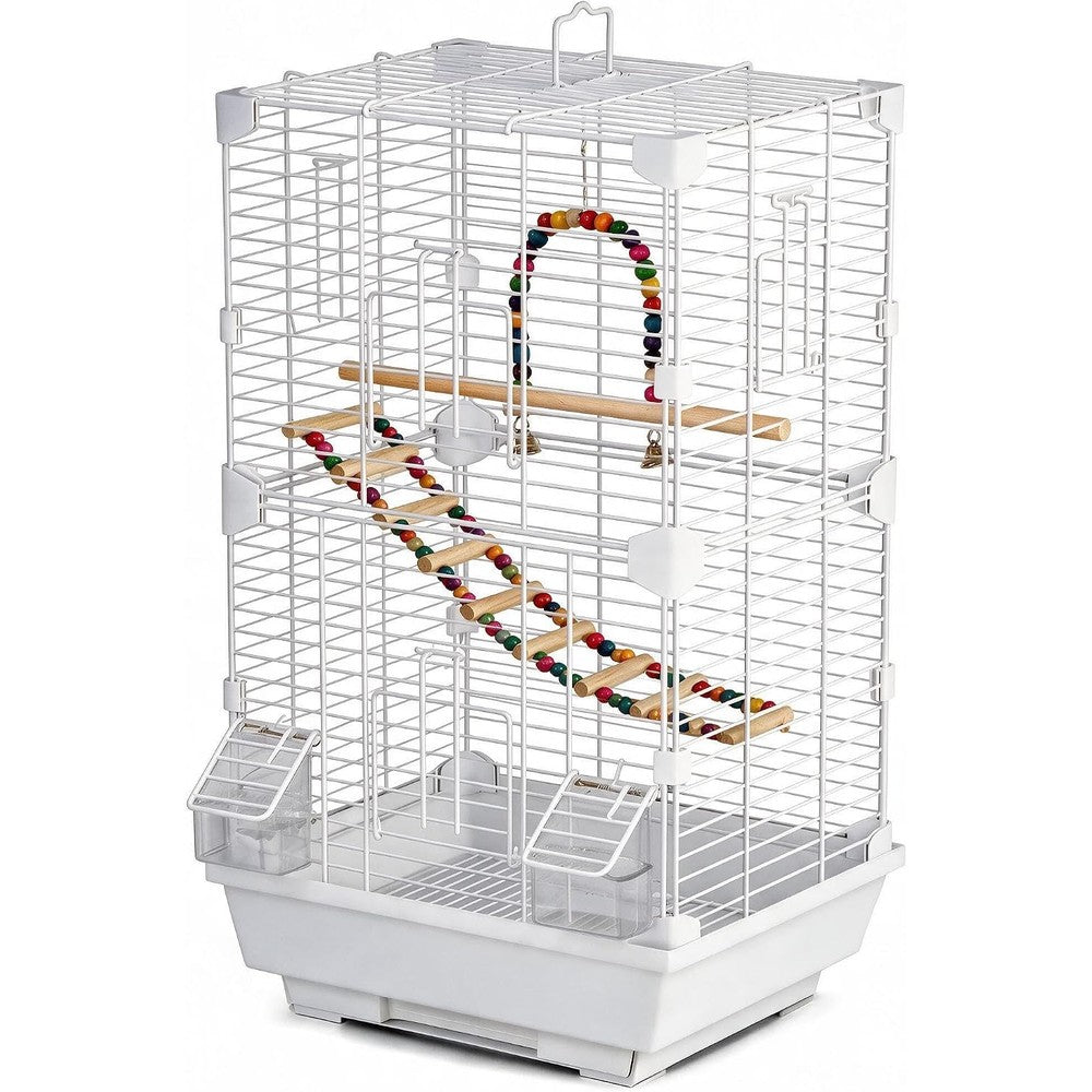 Basic Bird Cage, 24.8inch Parrot Cage (24.8" x 14.6" x 11"),Bird Cage with Ladder, Horizontal Bar, 2 Feeders, and Swing
