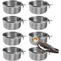 kathson 8 Pack Bird Feeding Dish Cups, Stainless Steel Parrot Feeders Water Cage Bowls with Clamp Holder Bird Feeders for Parakeet Cockatiels Conure Budgies Lovebird Finch and Small Animals