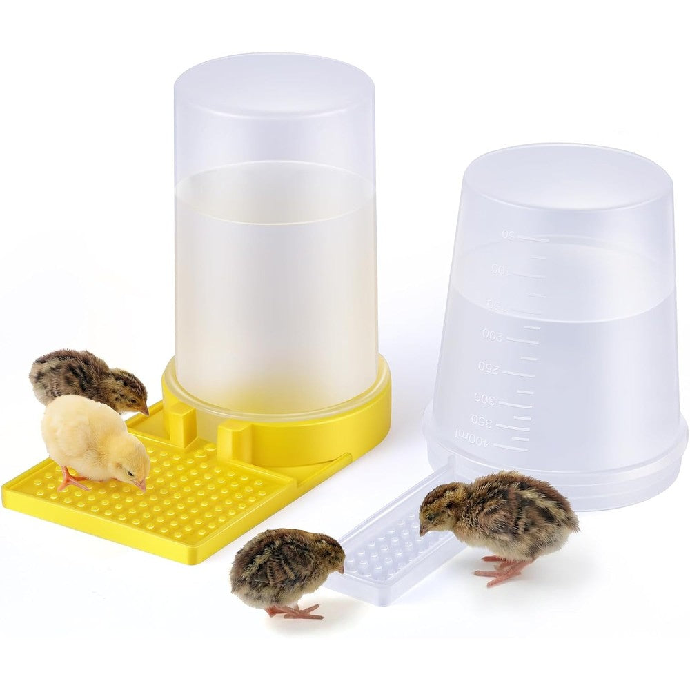 2 Pack Quail Water Feeder, Anti Drowning Design, 400ml