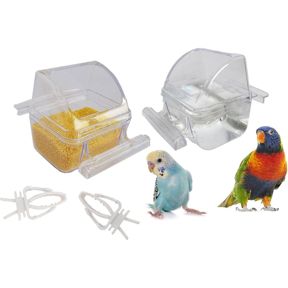 Oribuki bird feeder front view clear plastic container