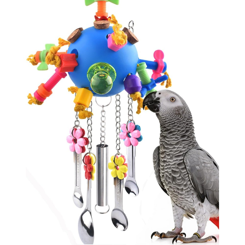 Katumo bird toy front view showcasing colorful acrylic stick design