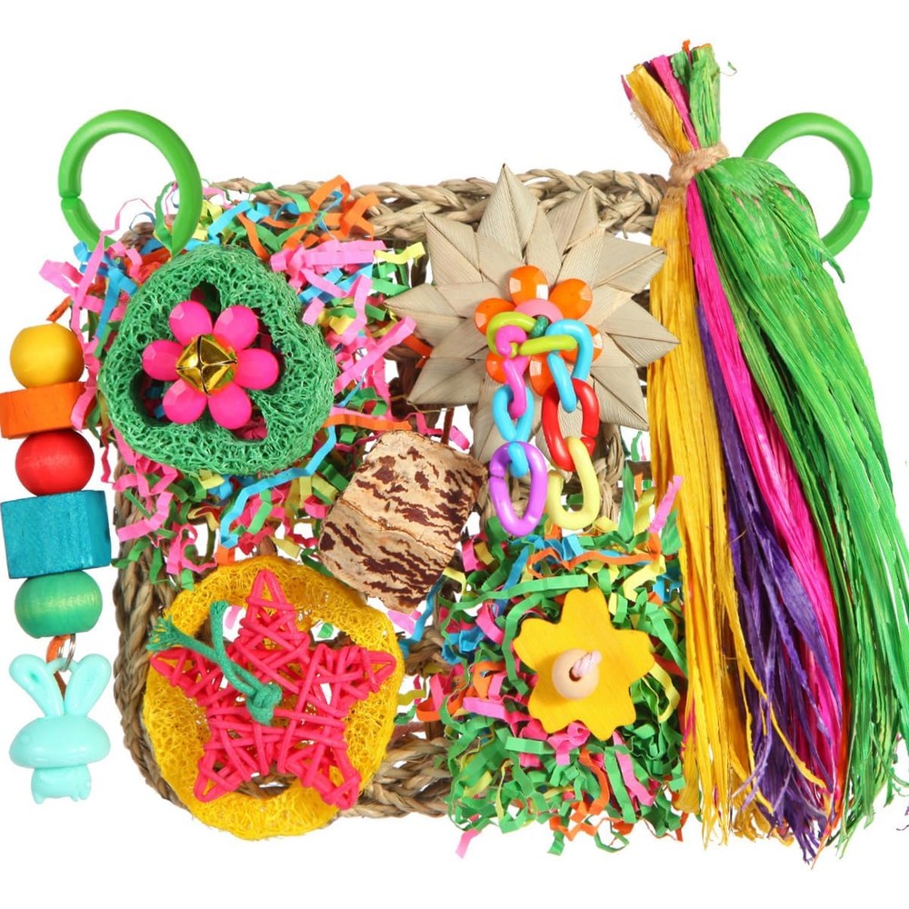 YIXUND bird foraging toys grass mat front view