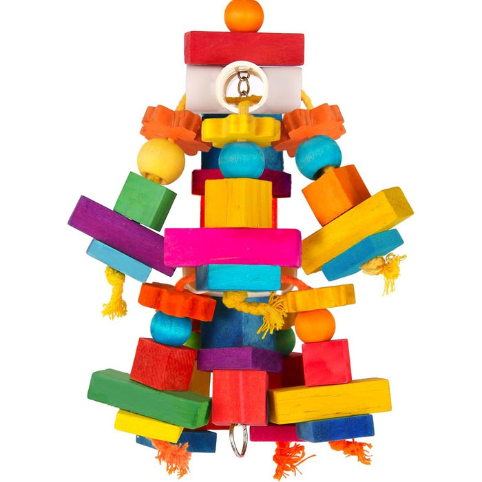 Kyouki Large Parrot Toy, Bird Toys for Cockatoos,Macaws, African Grey, Amazon Parrots,Conures, Lovebirds, Multicolored Natural Wooden Blocks Chewing Toys Bird Cage Accessories (Colorful)