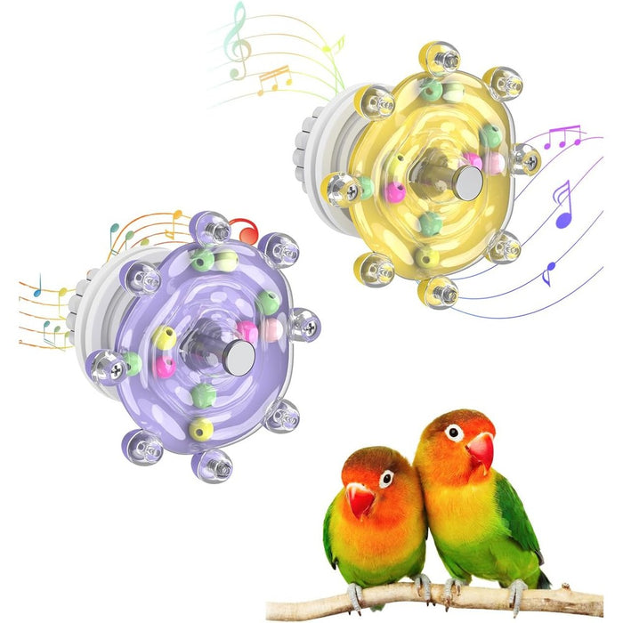 Pawfly 2 Pcs Bird Toys for Parakeets, Colorful Spinning Wheel Chew Toys, Interactive Spinner Rattle Parrot Toys, Cockatiel Toys, Parakeet Toys, Bird Cage Accessories for Entertainment Chewing Exercise