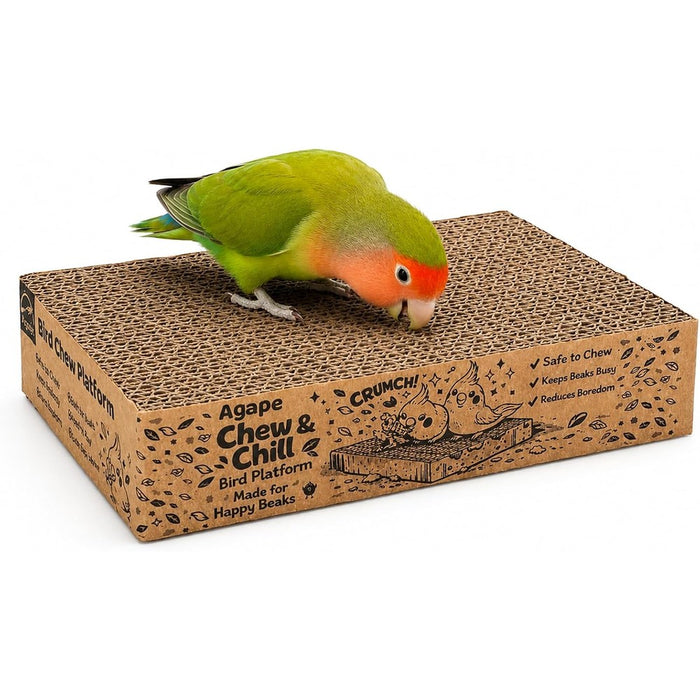 Agape Parrot Chew Toy, Shreddable Cardboard Bird Platform, Natural Perch