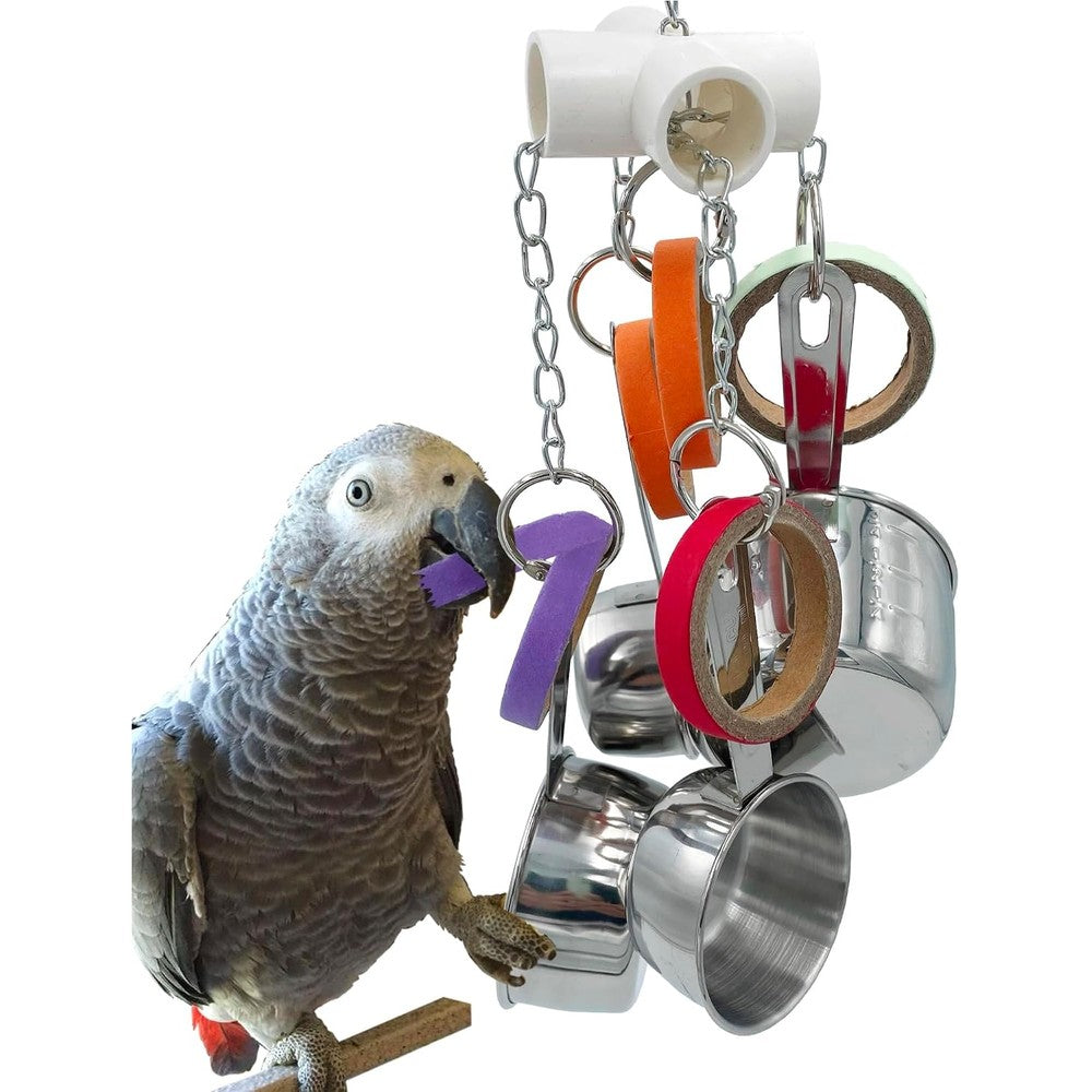 GILYGI durable bird parrots pots and bagel toys front view