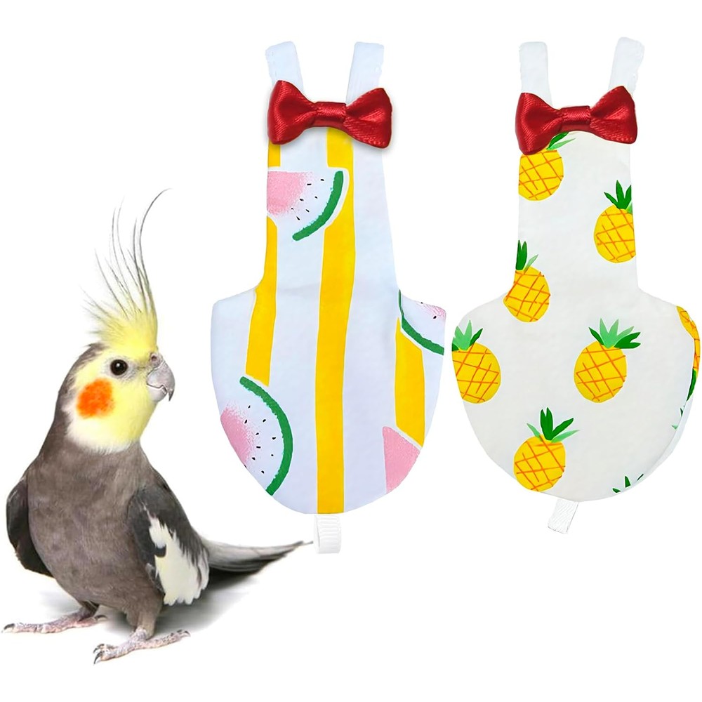 Bird Diapers 2 Pack, Large Parrot Clothes, Cute Fight Suite for Parakeets
