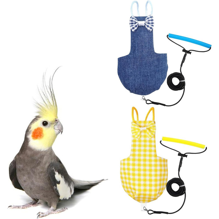 VANFAVORI Bird Diaper Flight Suit with 80-inch Elastic Leash, S Size 2 Pack