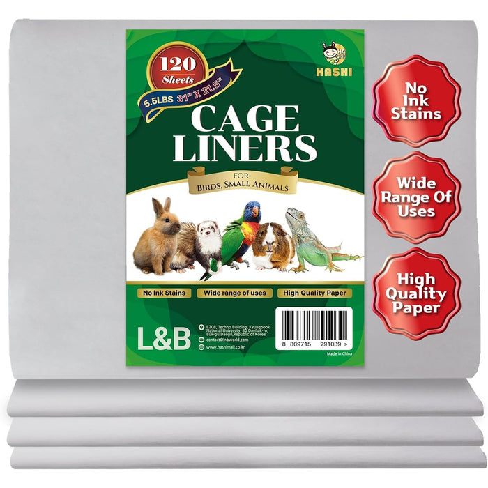 HA SHI Bird Cage Liners, 120 Unscented Newsprint Sheets, 31 x 21.5 in Large