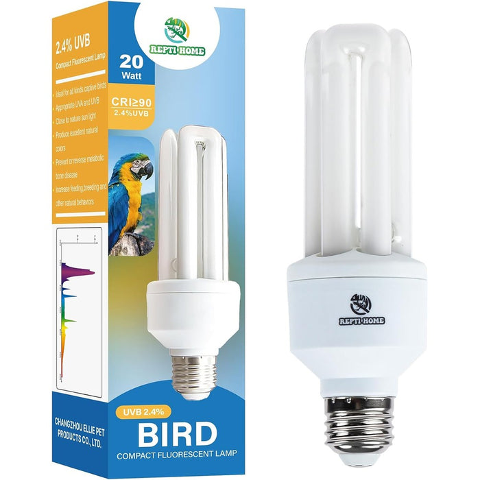 UVA UVB Light Bulb for Birds 2.4 UVB 20W Compact Flourescent Lamp for All Kinds Captive Birds